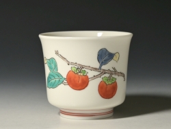 十四代 酒井田柿右衛門の濁手柿文ぐい呑