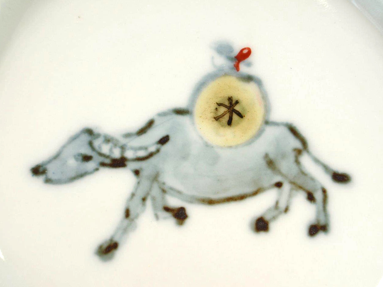 三浦小平二の青磁 桂林風物文(水牛と少女) 陶板の3枚目